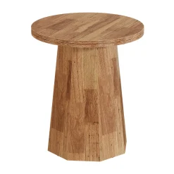 Round End Table, Wooden Couch Side Table with Octagonal Base