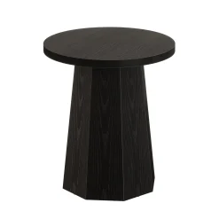 Round End Table, Wooden Couch Side Table with Octagonal Base