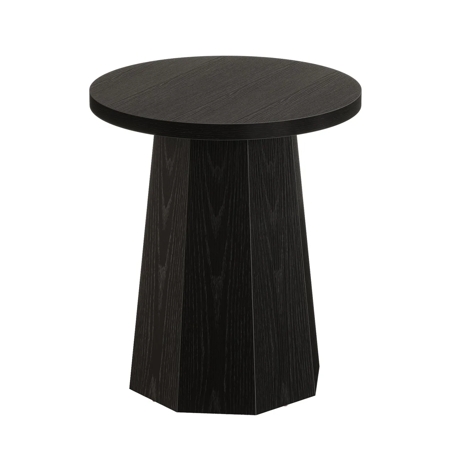 Round End Table, Wooden Couch Side Table with Octagonal Base