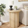 Round End Table, Wooden Pedestal Side Table with Octagonal Base