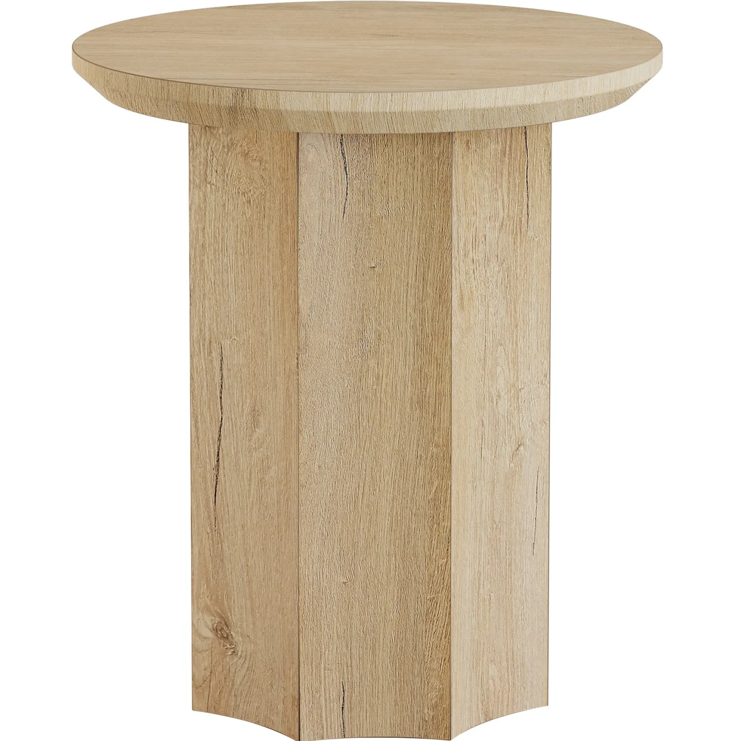 Round End Table, Wooden Pedestal Side Table with Octagonal Base