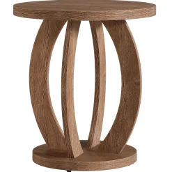 Round Nightstand with Storage, Large Bedside Table for Bedroom