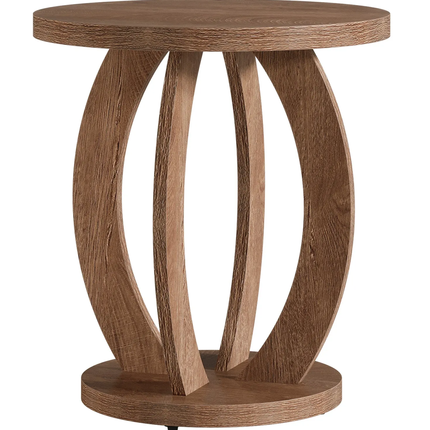 Round Nightstand with Storage, Large Bedside Table for Bedroom