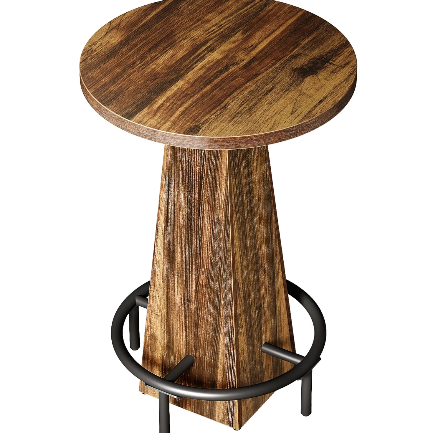 Round Pub Table, Counter Height Bar Table With Footrest