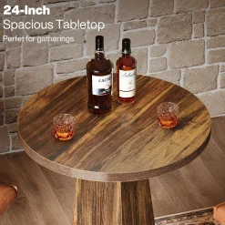 Round Pub Table, Counter Height Bar Table With Footrest