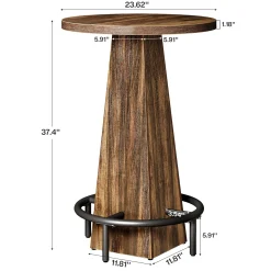 Round Pub Table, Counter Height Bar Table With Footrest