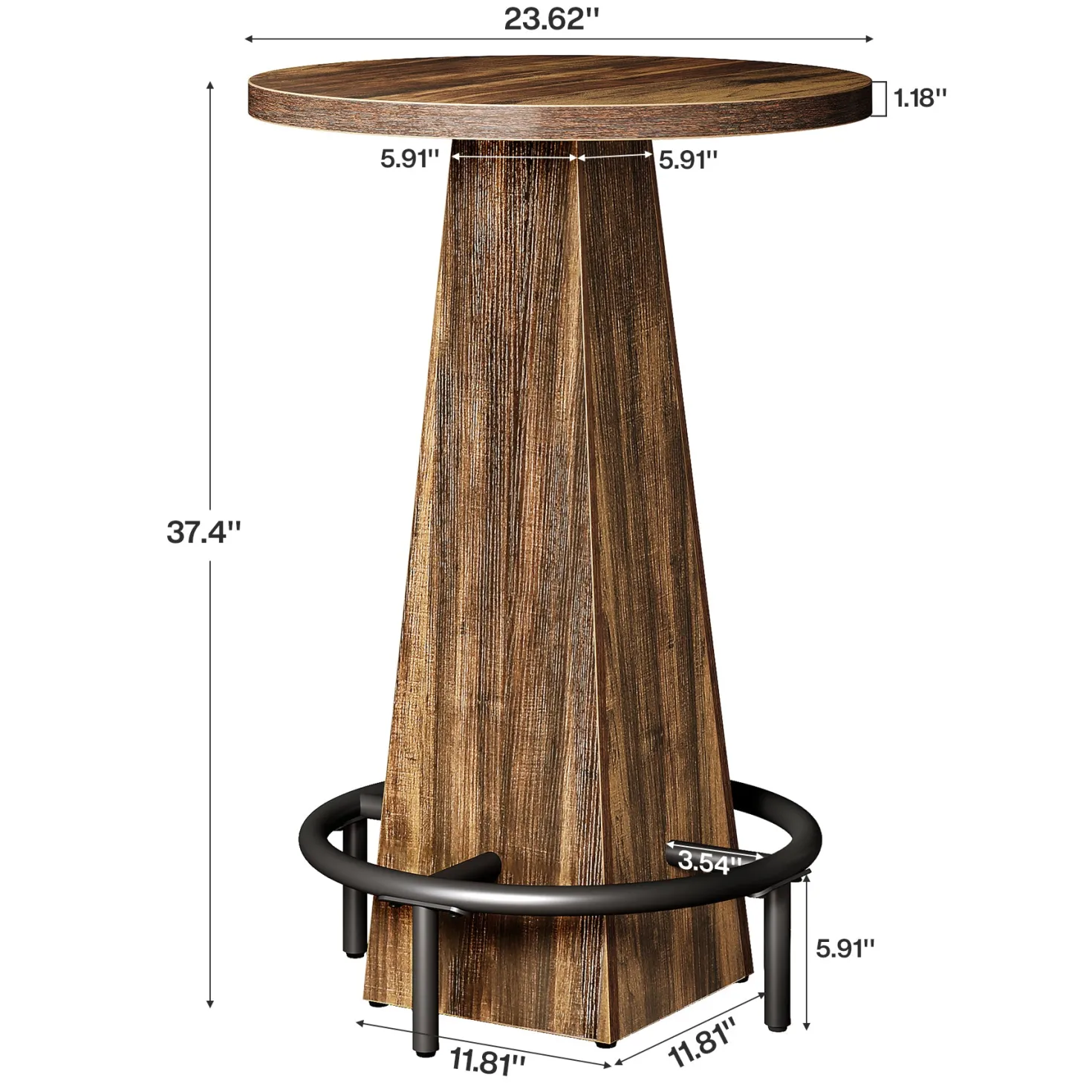 Round Pub Table, Counter Height Bar Table With Footrest