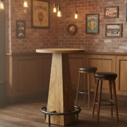 Round Pub Table, Counter Height Bar Table With Footrest
