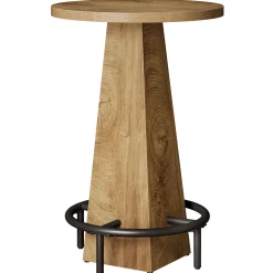 Round Pub Table, Counter Height Bar Table With Footrest