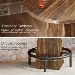 Round Pub Table, Counter Height Bar Table With Footrest