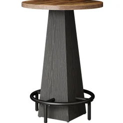 Round Pub Table, Counter Height Bar Table With Footrest