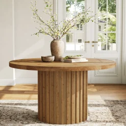 Round Solid Wood Dining Table for 4, 47