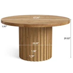 Round Solid Wood Dining Table for 4, 47