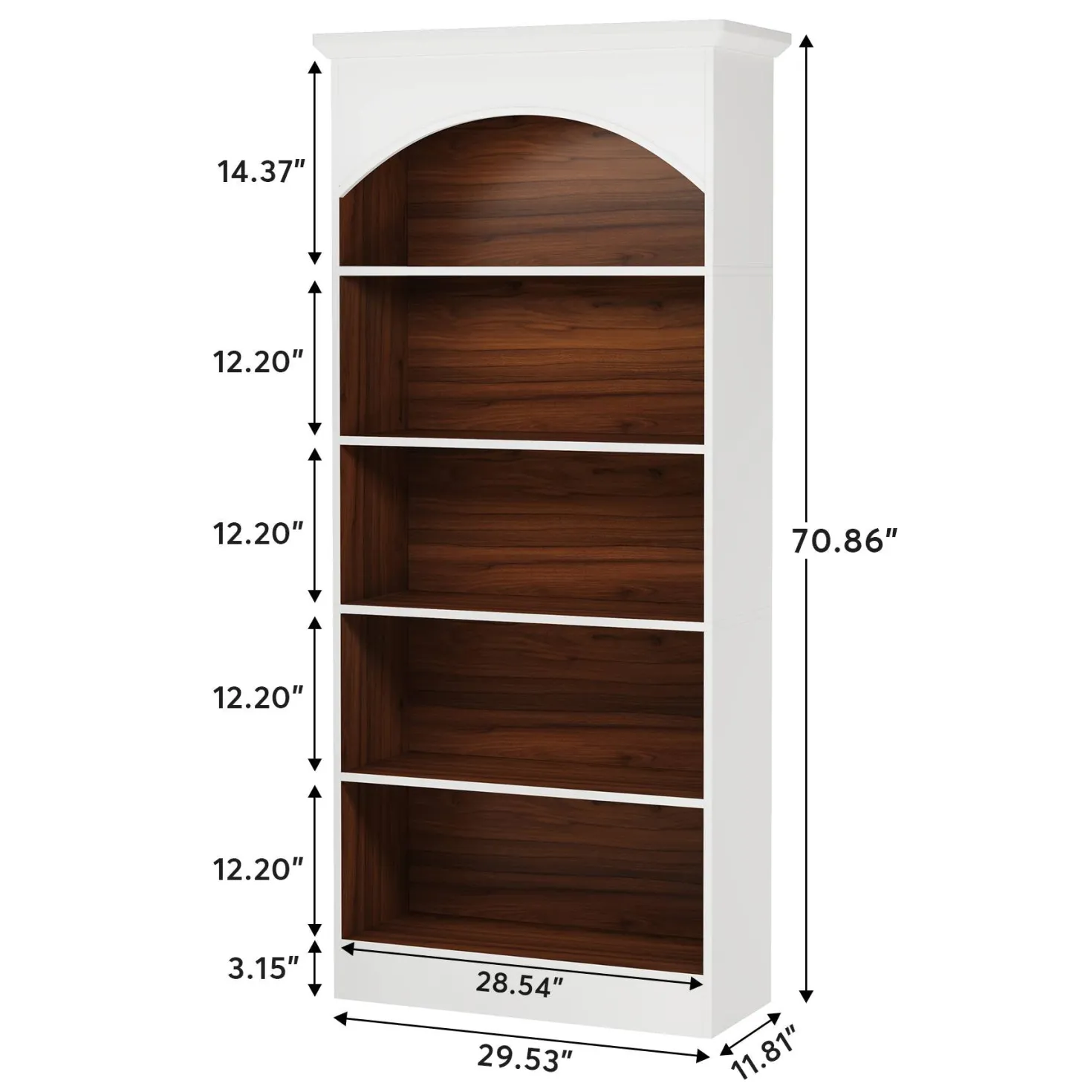 5-Shelf Bookcase, 70.9" Tall Bookshelf with Storage Shelves