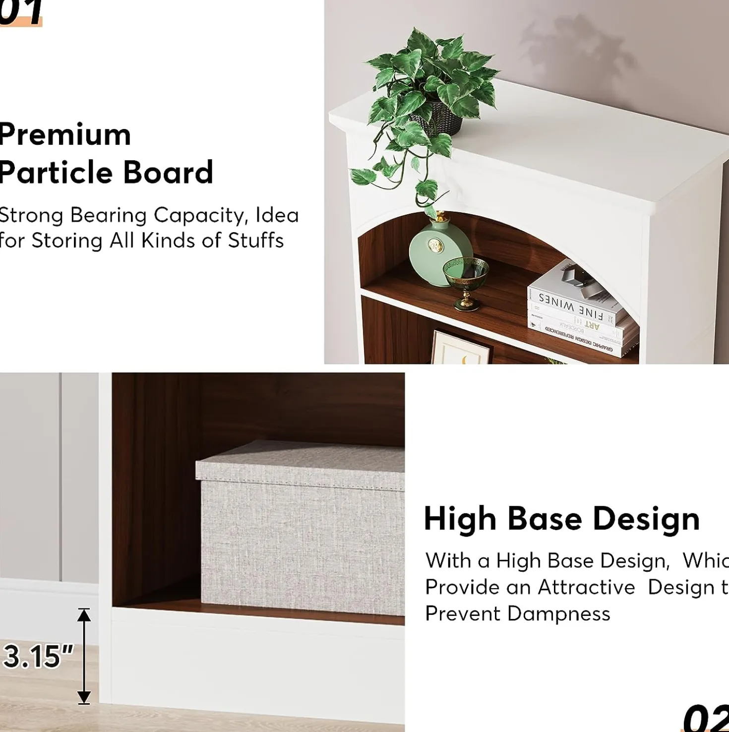 5-Shelf Bookcase, 70.9" Tall Bookshelf with Storage Shelves