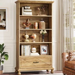 5-Shelf Bookcase with Drawer, 71