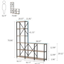 9-Shelf Bookshelf, Industrial Ladder Corner Etagere Bookcase
