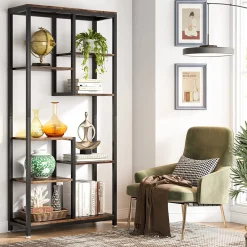 8-shelf Bookshelf, Industrial Open Bookcase Storage Display Rack