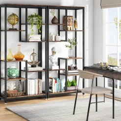 8-shelf Bookshelf, Industrial Open Bookcase Storage Display Rack