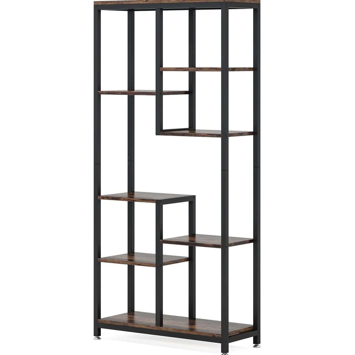 8-shelf Bookshelf, Industrial Open Bookcase Storage Display Rack