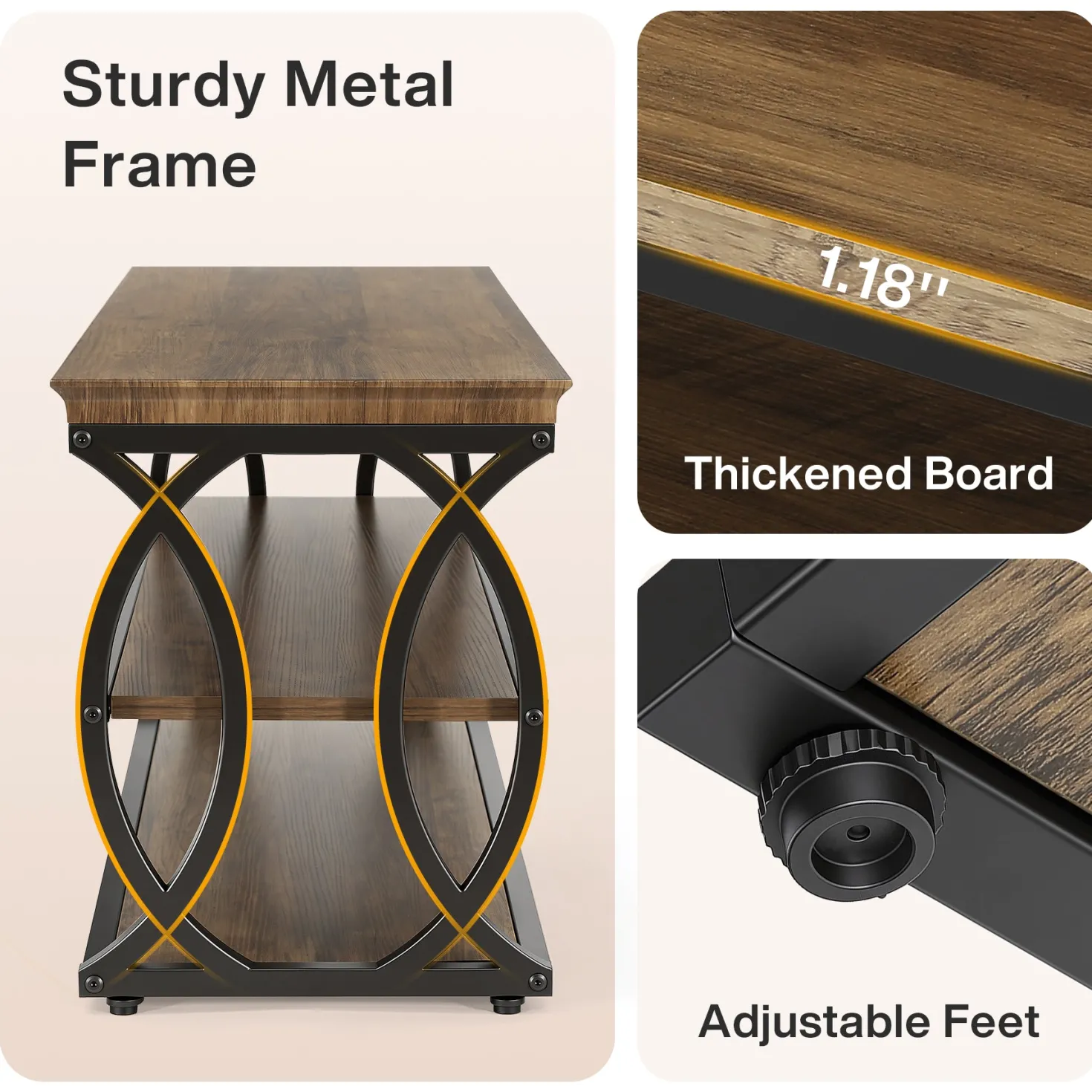 Shoe Storage Bench with 3-Tier Rack, Industrial Wooden Shoe Organizer for Hallway Living Room Closet