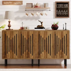 Sideboard Buffet, Set of 2 Storage Cabinet with Adjustable Shelves