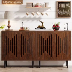 Sideboard Buffet, Set of 2 Storage Cabinet with Adjustable Shelves
