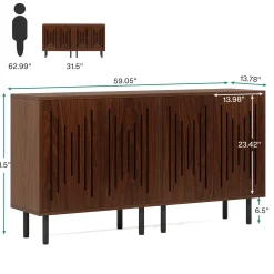 Sideboard Buffet, Set of 2 Storage Cabinet with Adjustable Shelves
