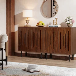 Sideboard Buffet, Set of 2 Storage Cabinet with Adjustable Shelves