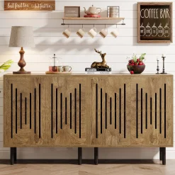 Sideboard Buffet, Set of 2 Storage Cabinet with Adjustable Shelves
