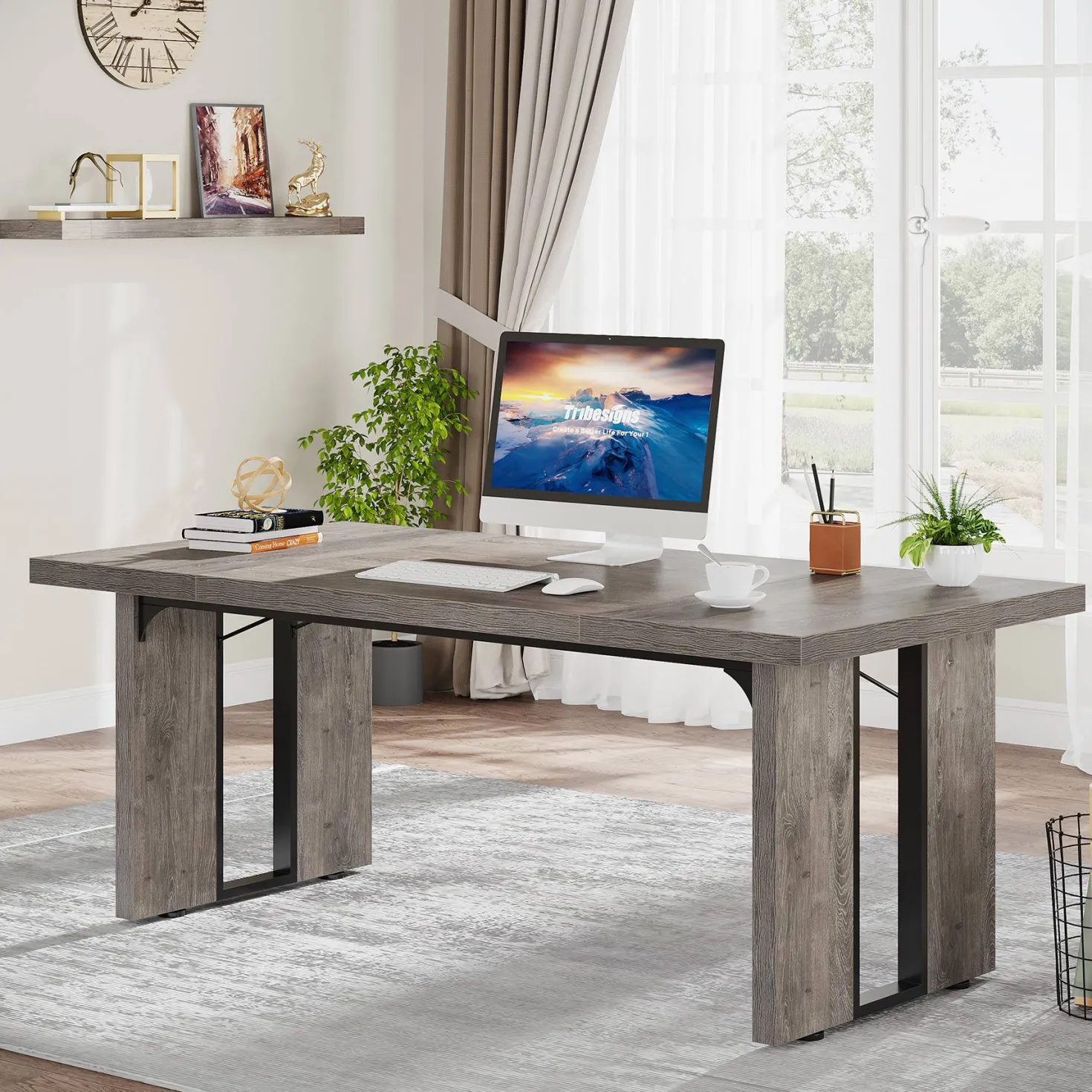 Simple Executive Desk, 70.9" Computer Desk Meeting Table for Home Office