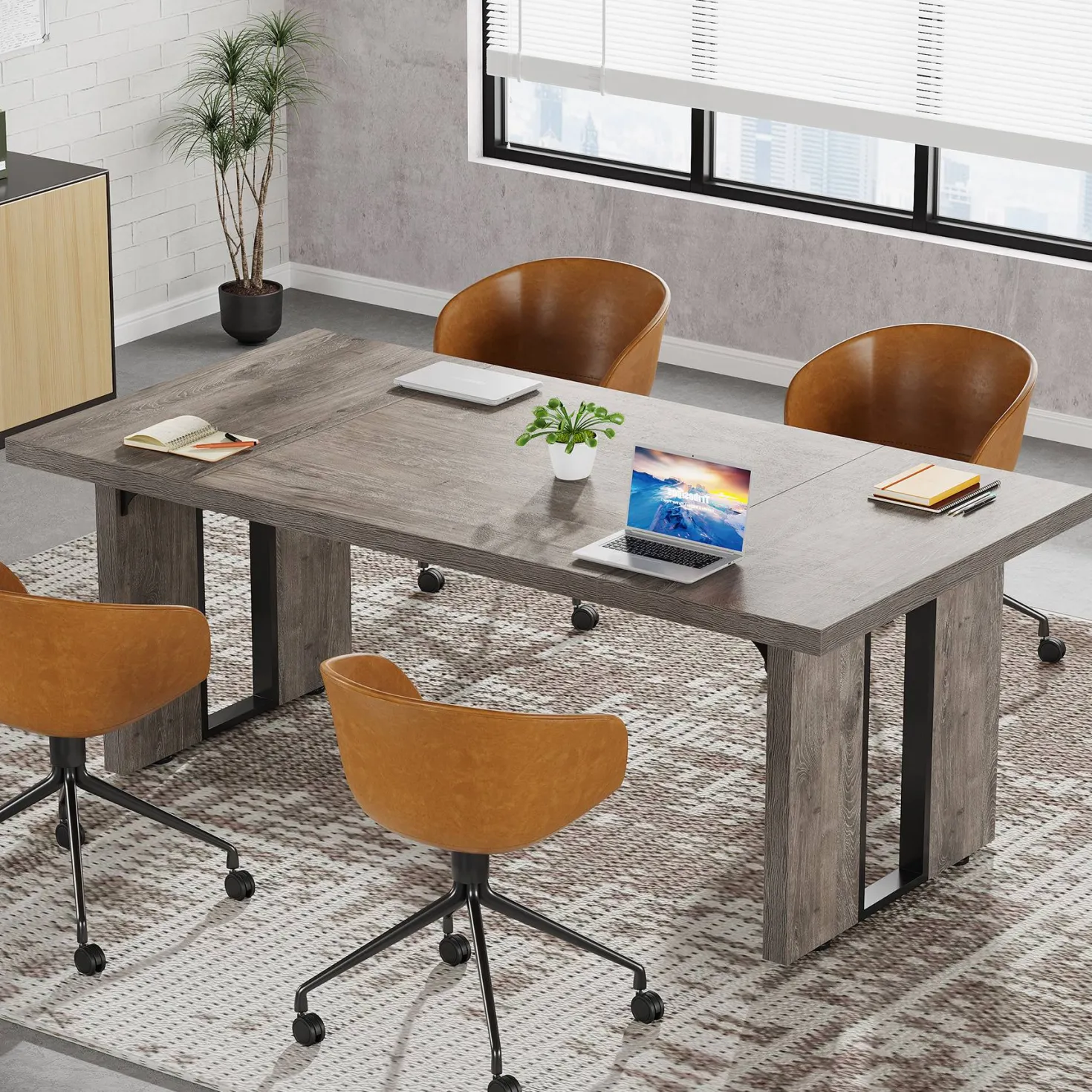 Simple Executive Desk, 70.9" Computer Desk Meeting Table for Home Office