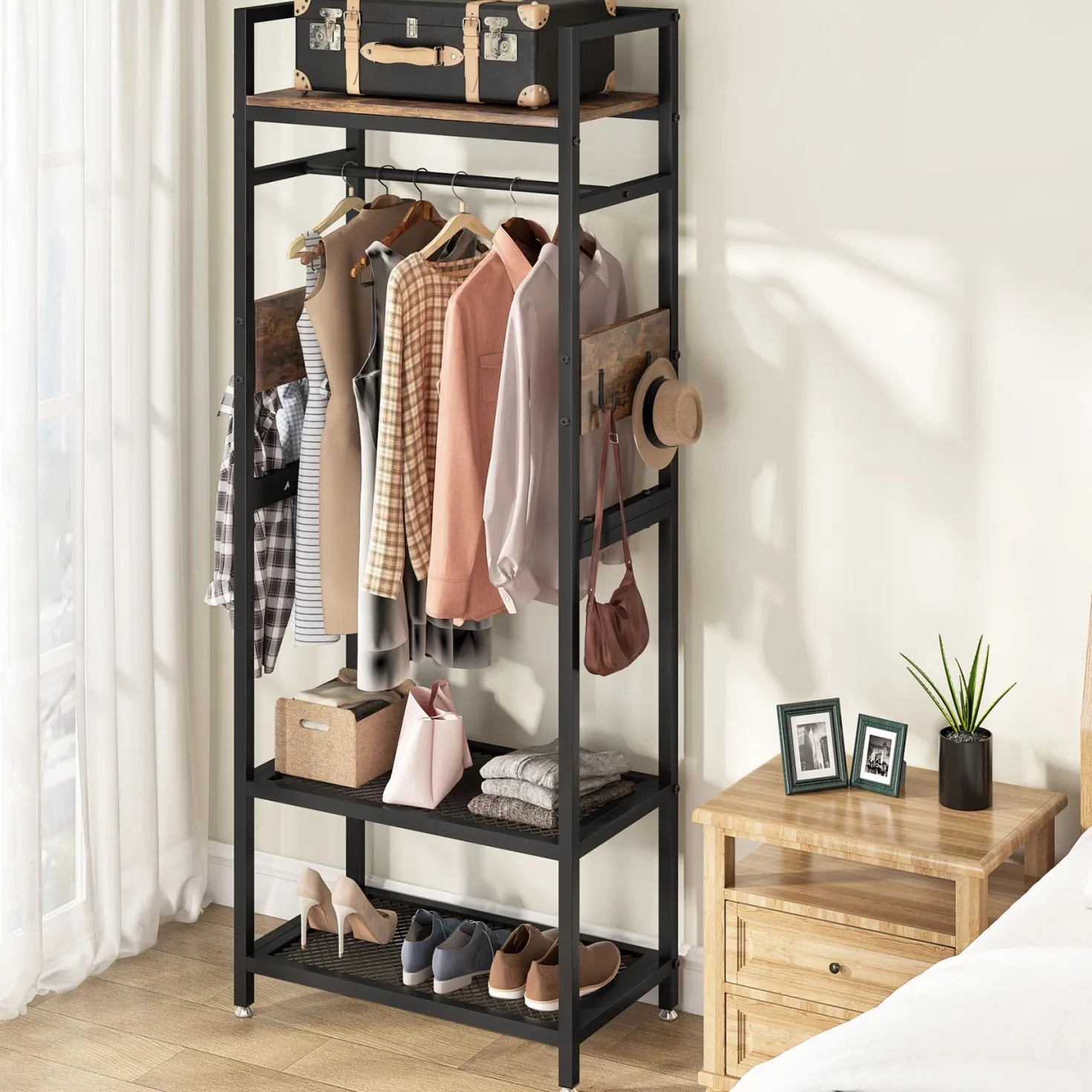 Small Clothing Rack, Narrow Garment Rack for Entryway & Bedroom