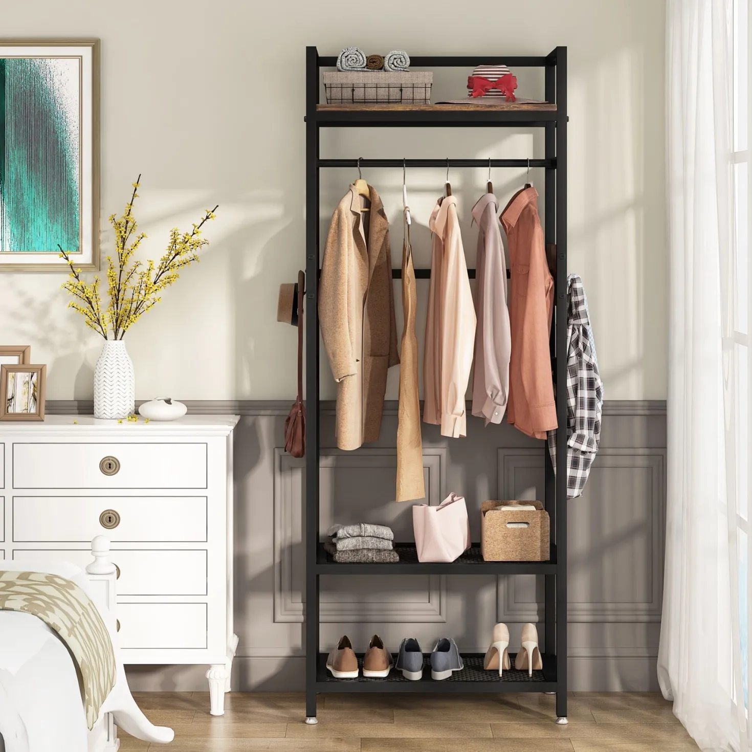 Small Clothing Rack, Narrow Garment Rack for Entryway & Bedroom