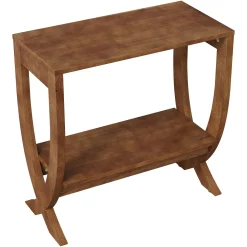 Solid Wood End Table, 2-Tier Couch Side Table with Arched Legs