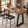 Solid Wood Bar Table, 63” Counter Height Table with Metal Legs for Kitchen