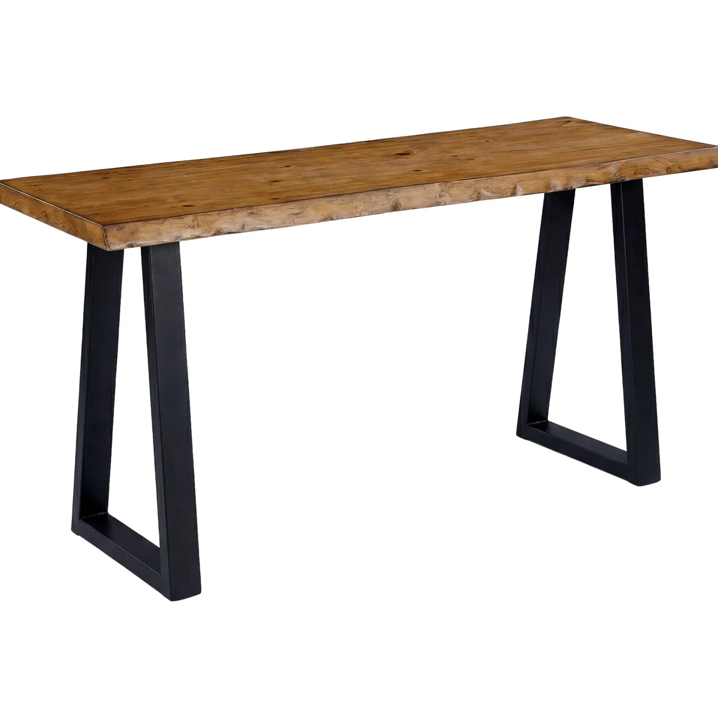 Solid Wood Bar Table, 63” Counter Height Table with Metal Legs for Kitchen