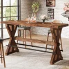 Solid Wood Bar Table, Rectangular Counter Height Pub Table With X-Base
