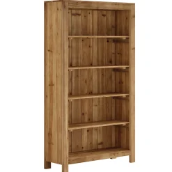 Solid Wood Bookcase, 5-Tier Bookshelf Display Storage Shelves