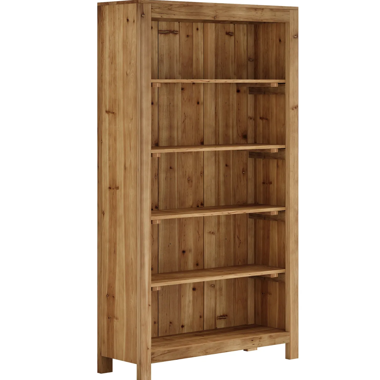 Solid Wood Bookcase, 5-Tier Bookshelf Display Storage Shelves