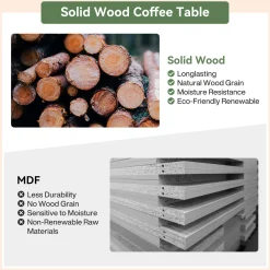 Solid Wood Coffee Table, 31.5