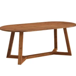 Solid Wood Computer Desk, 63" Oval Executive Desk with Sturdy Tapered Legs
