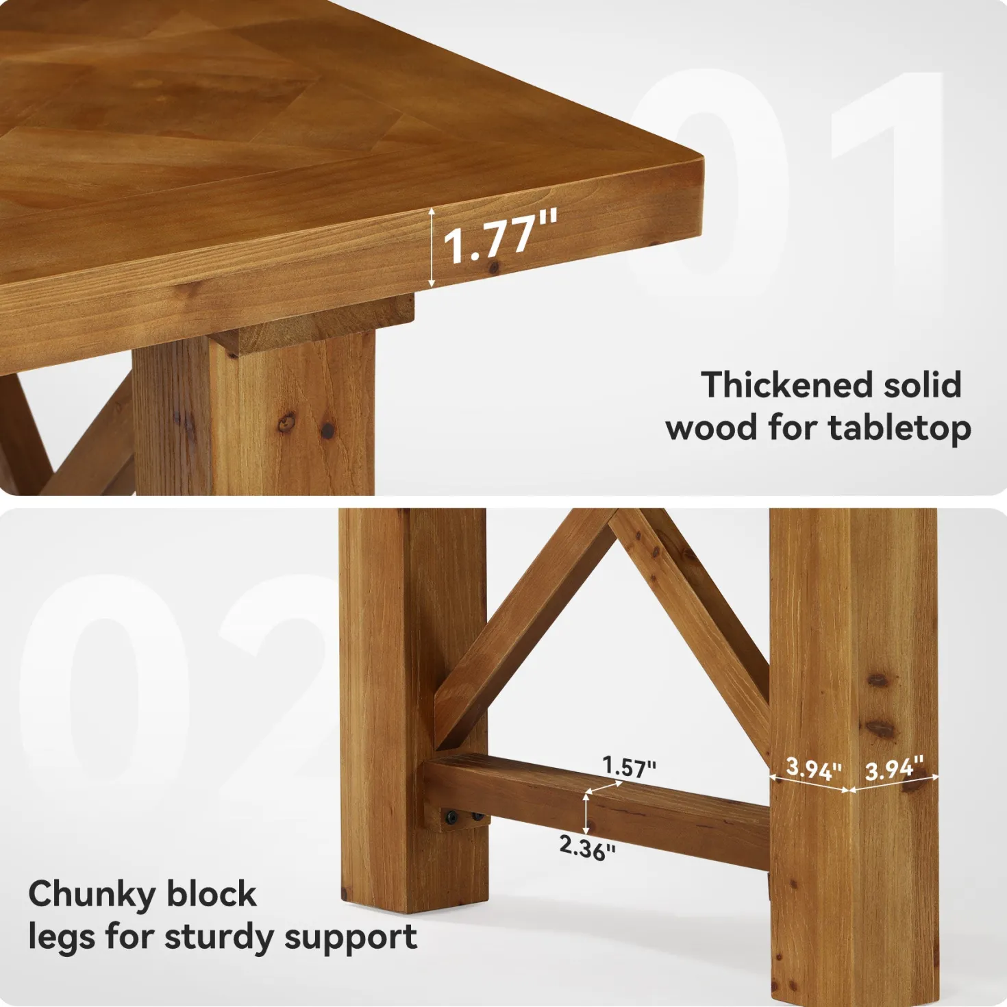 Solid Wood Computer Desk, 63" Executive Office Desk with Parquet Top