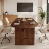 Solid Wood Conference Table, 63" Oval Executive Desks with Wood Base