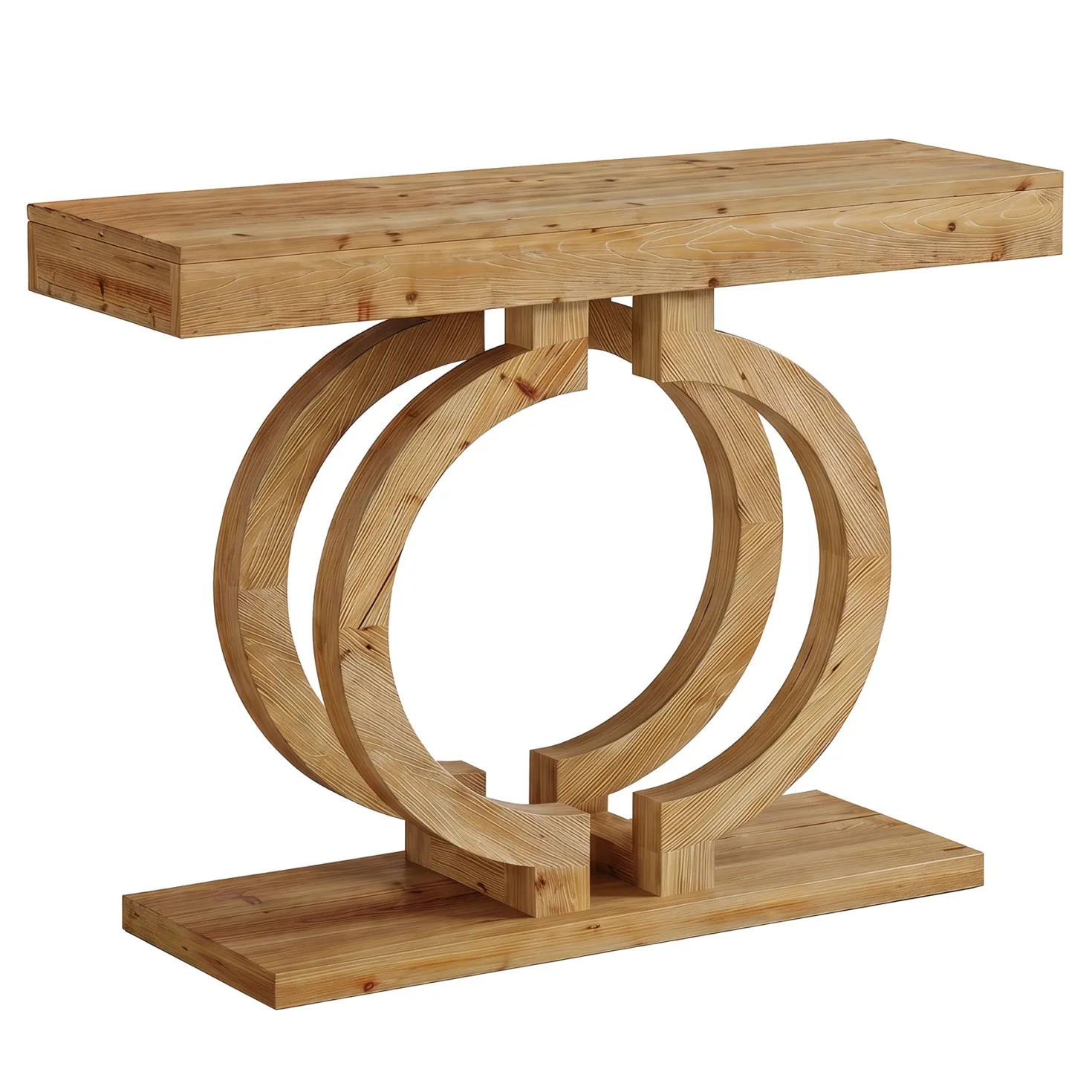 Solid Wood Console Table, 43.3" Entryway Sofa Table with Double-Circle Base for Hallway