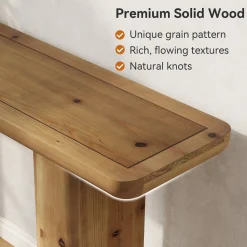 Solid Wood Console Table, 63" Sofa Table Behind Couch with Sturdy Base