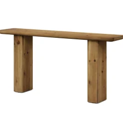 Solid Wood Console Table, 63" Sofa Table Behind Couch with Sturdy Base