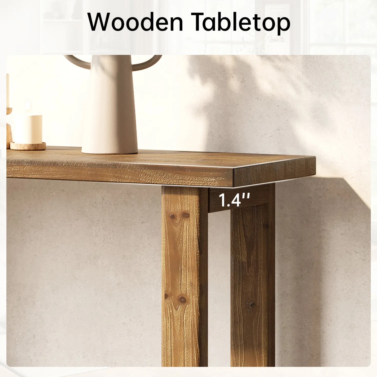 Solid Wood Console Table, 70.9" Sofa Table Behind Couch for Entryway
