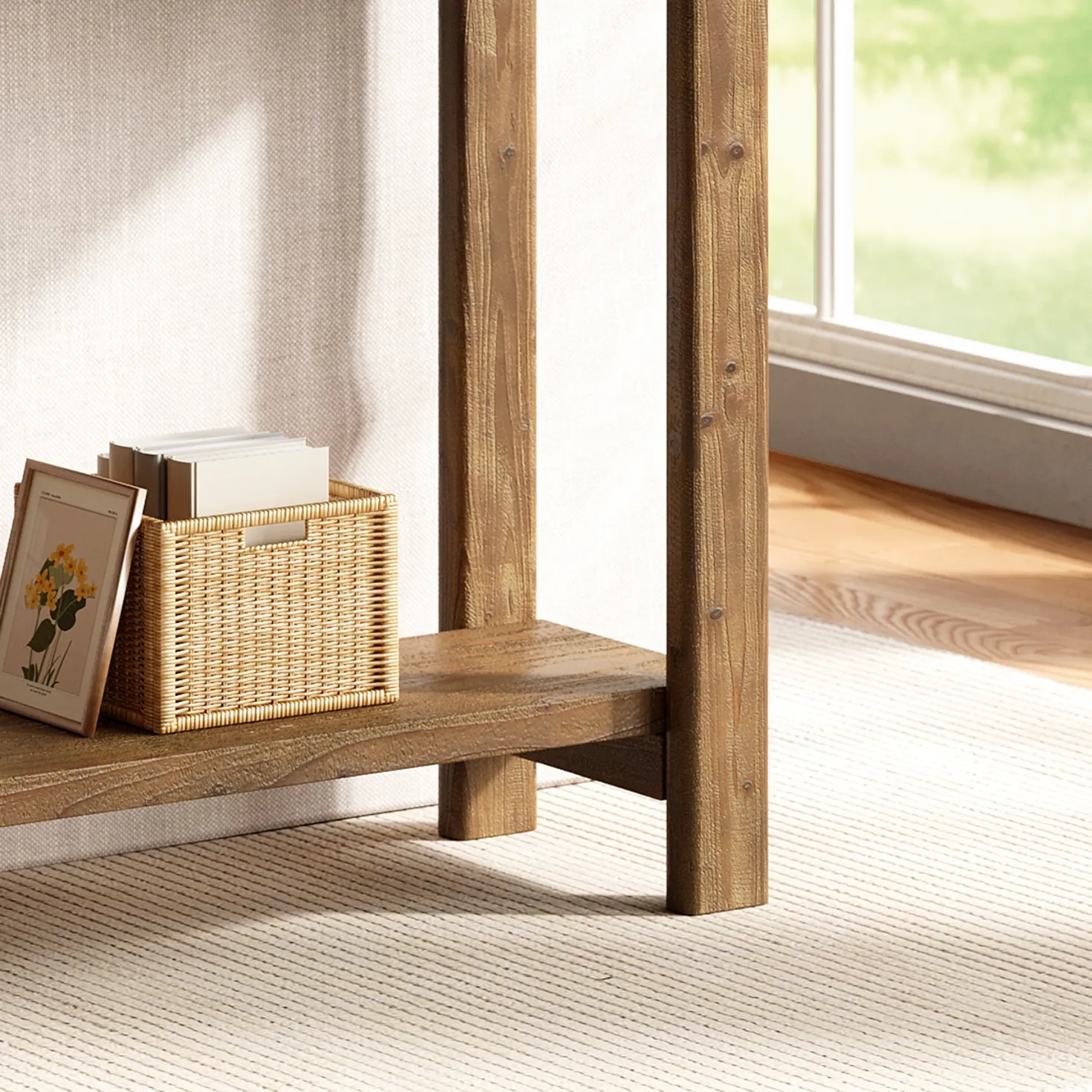 Solid Wood Console Table, 70.9" Sofa Table Behind Couch for Entryway