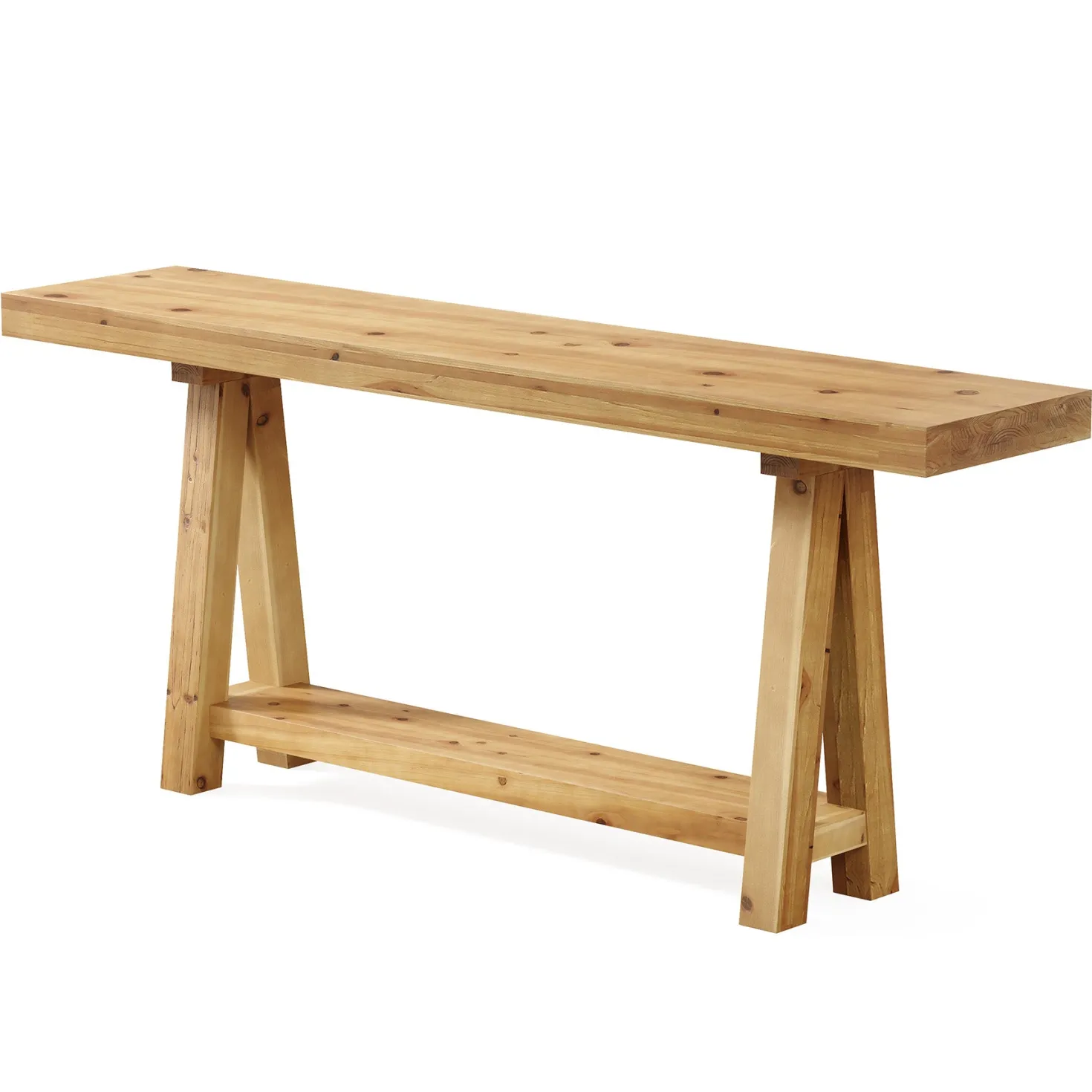 Solid Wood Console Table, 70.87" Sofa Table with Shelves for Entryway